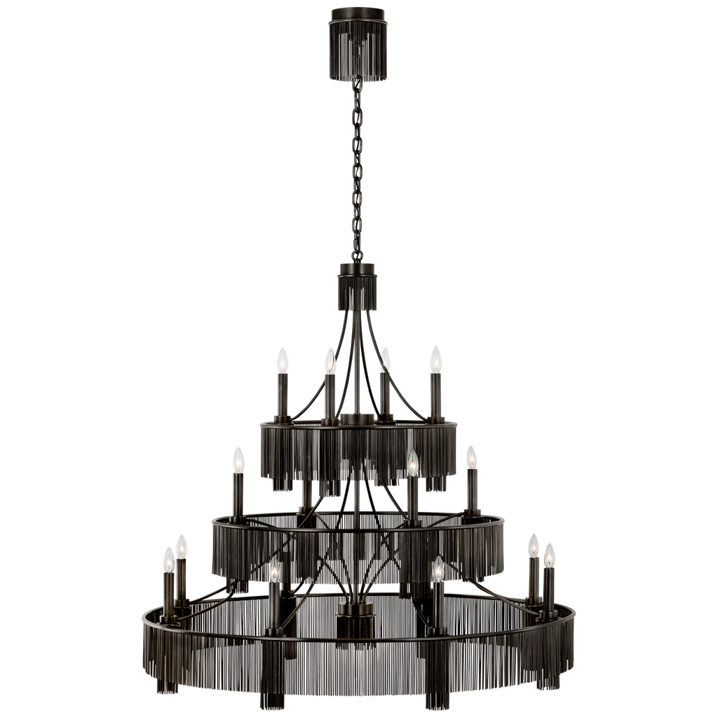 Sutton 50" Three Tier Chandelier | Bronze