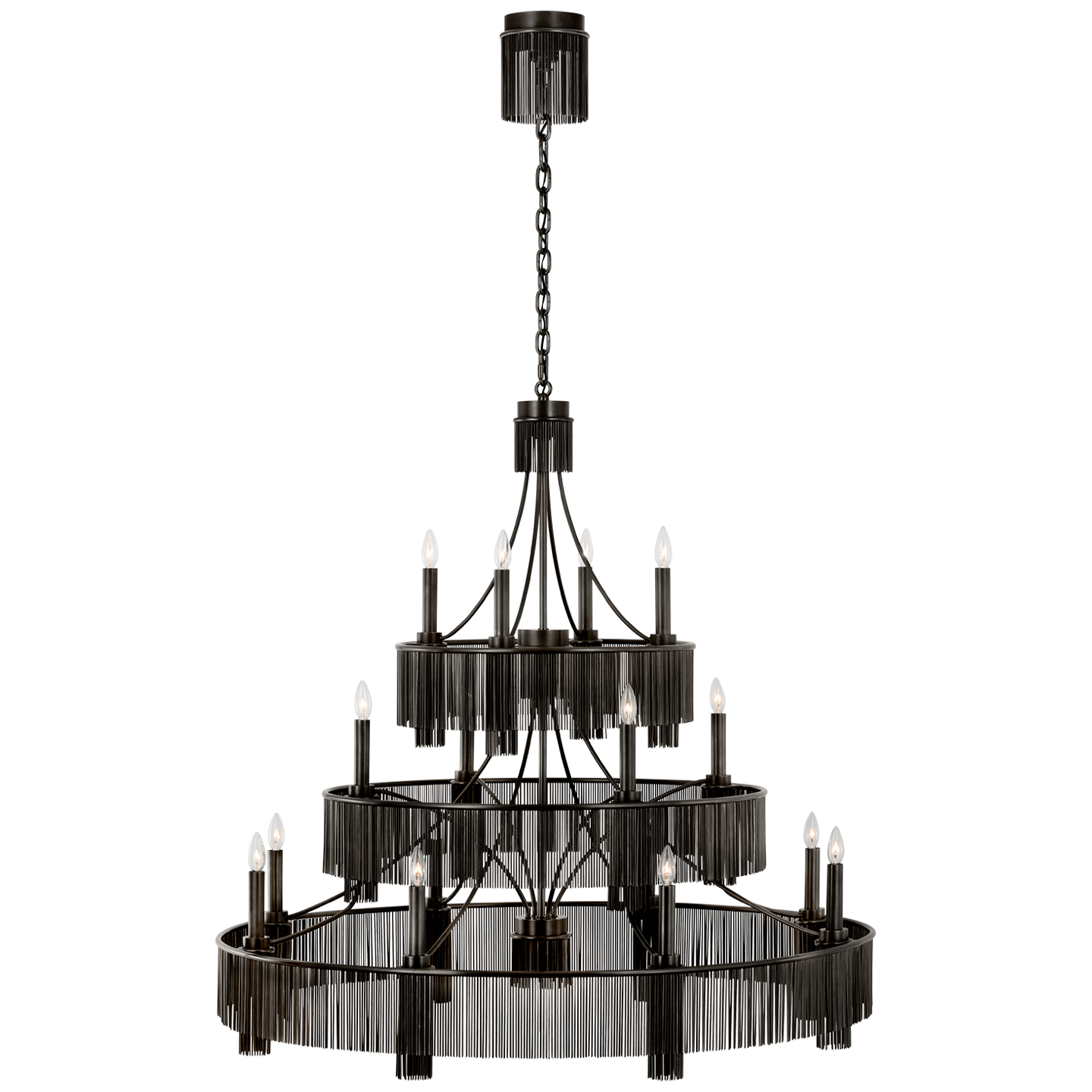 Sutton 50" Three Tier Chandelier | Bronze