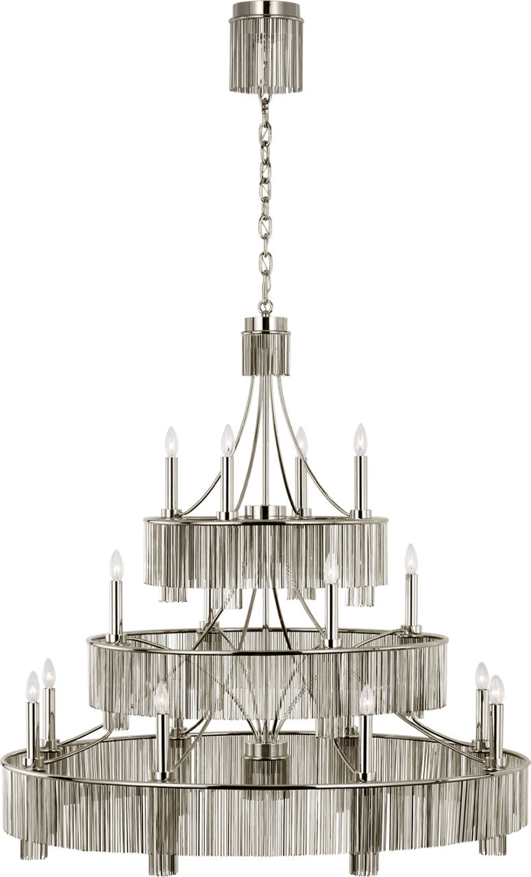 Sutton 50" Three Tier Chandelier | Polished Nickel