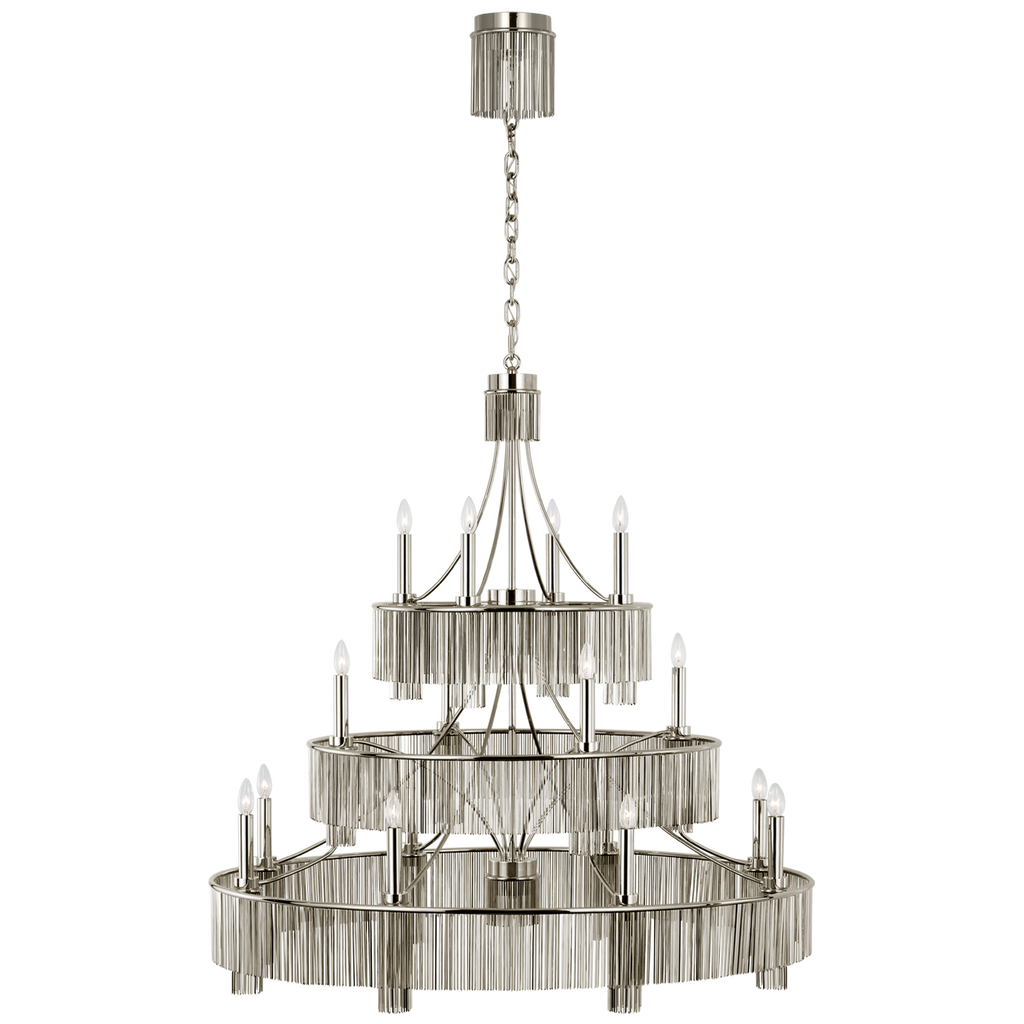 Sutton 50" Three Tier Chandelier | Polished Nickel