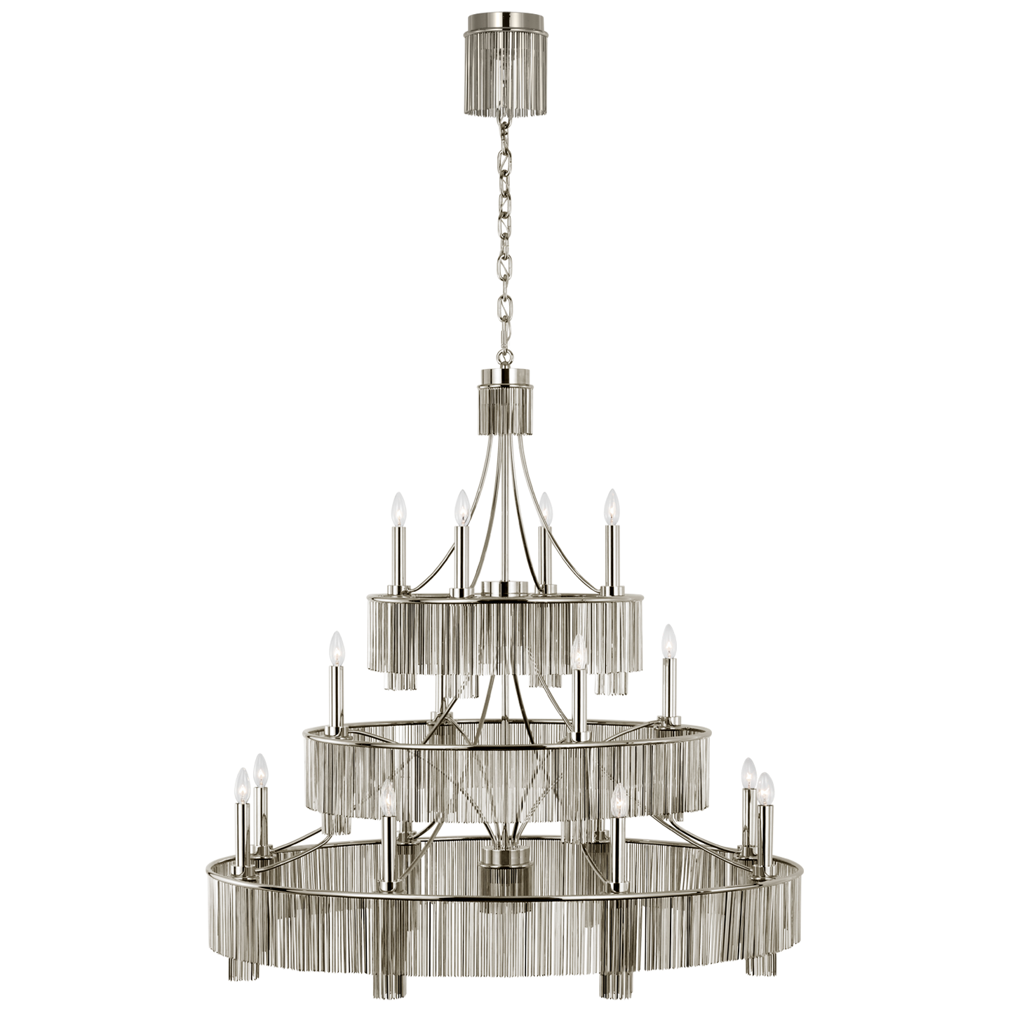 Sutton 50" Three Tier Chandelier | Polished Nickel