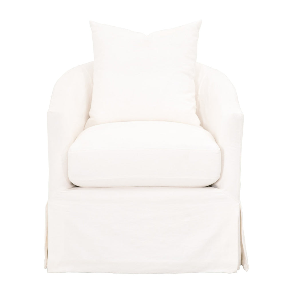 Faye Slipcover Swivel Club Chair | Cream Crepe