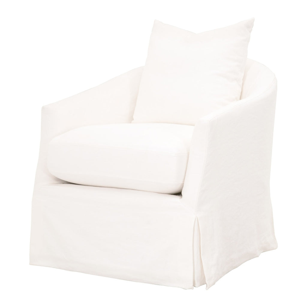 Faye Slipcover Swivel Club Chair | Cream Crepe