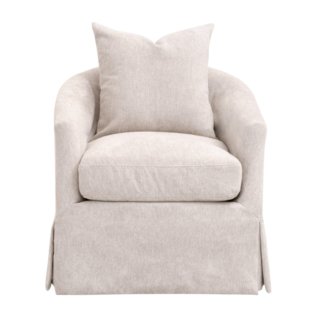 Faye Slipcover Swivel Club Chair | LiveSmart Halifax Ivory