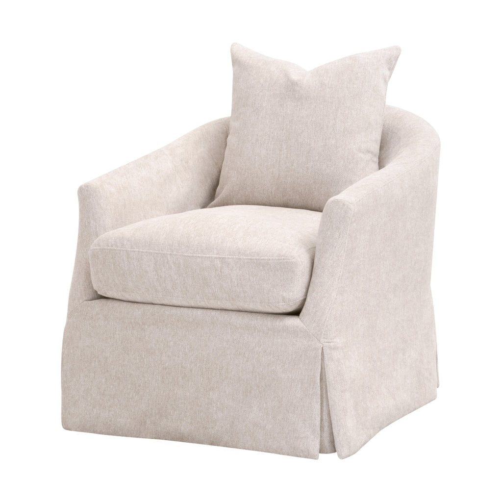 Faye Slipcover Swivel Club Chair | LiveSmart Halifax Ivory