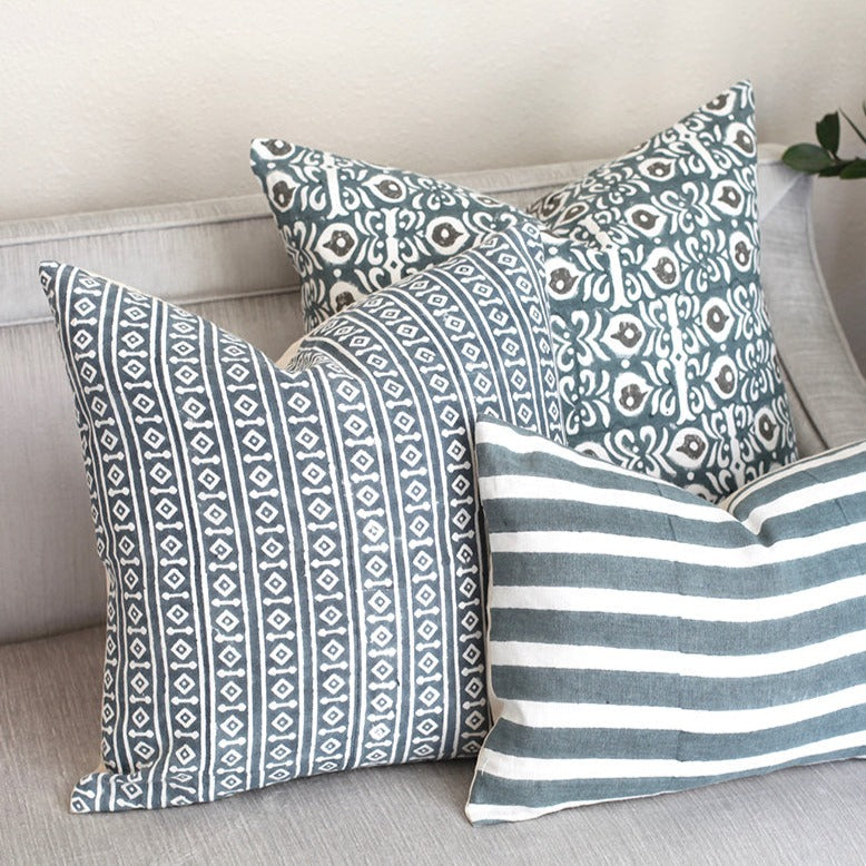 Misa Teal on White Pillow