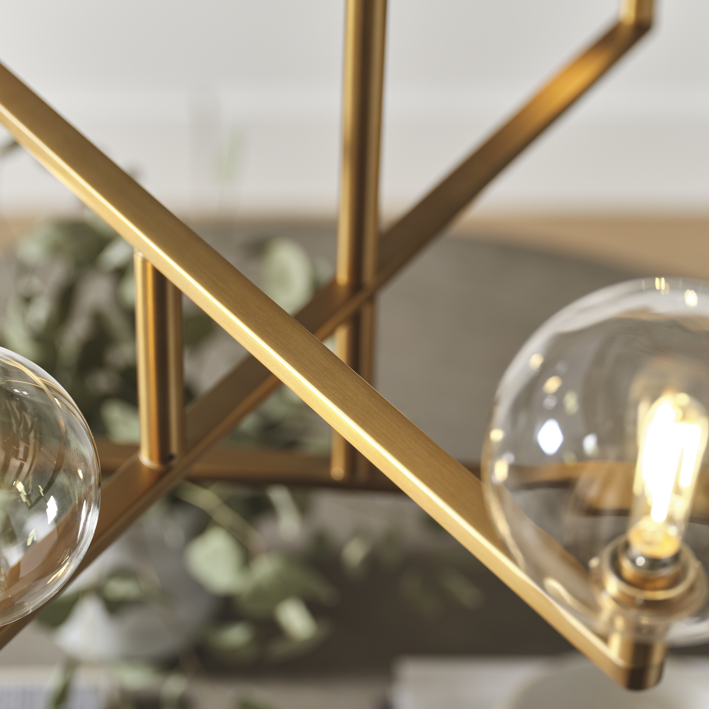 Gambit Chandelier Clear Aged Brass T6 LED 2700K 90 CRI 120V