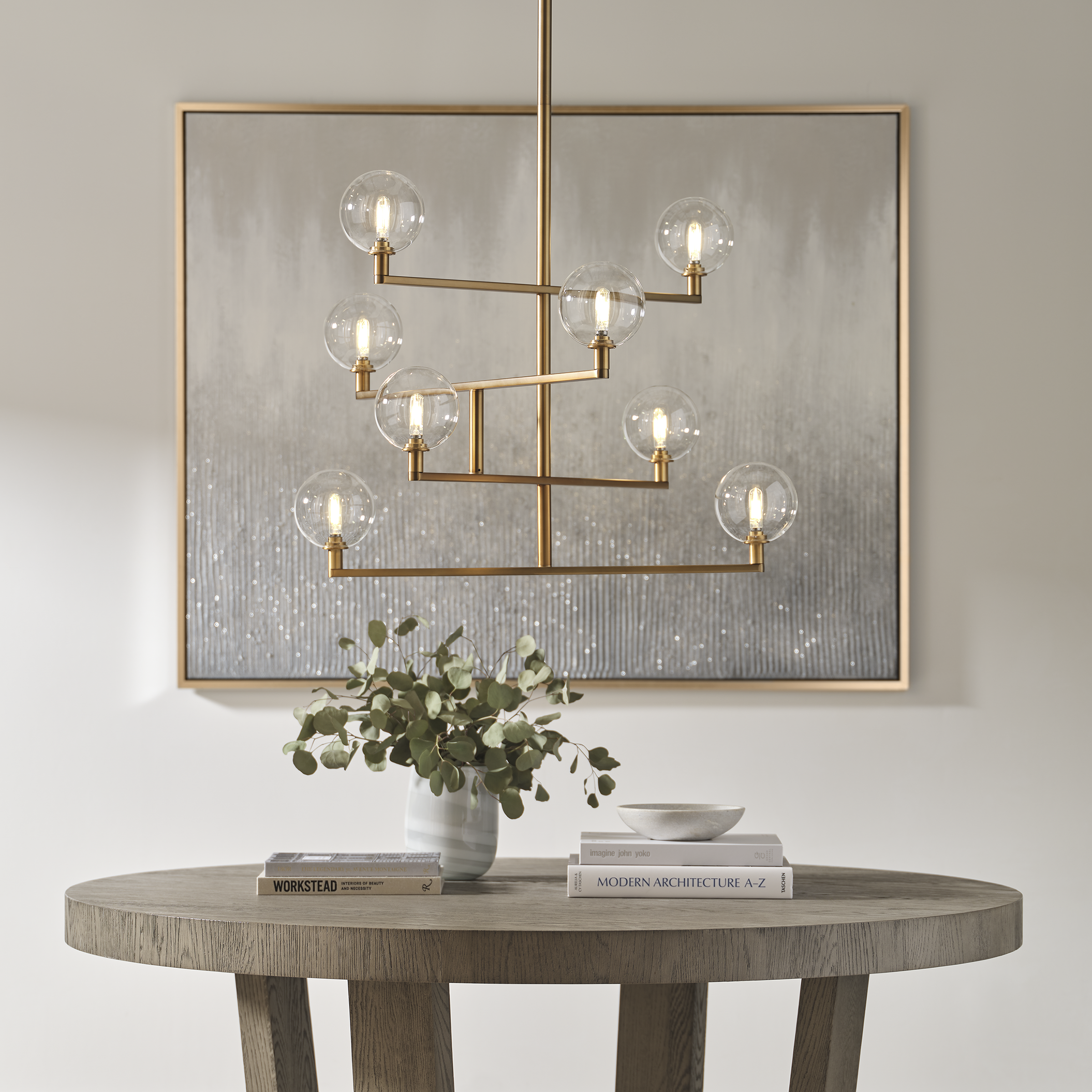 Gambit Chandelier Clear Aged Brass T6 LED 2700K 90 CRI 120V
