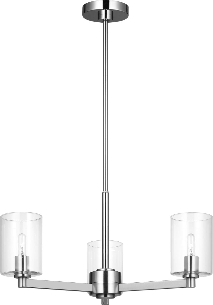 Fullton 3-Light Chandelier | Chrome | Clear Glass Bulb(s) Not Included
