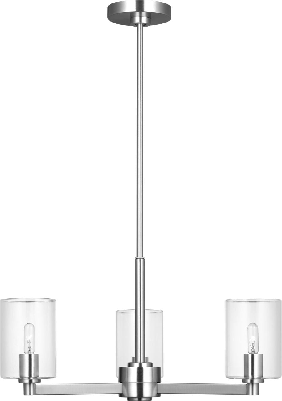 Fullton 3-Light Chandelier | Chrome | Clear Glass Bulb(s) Not Included