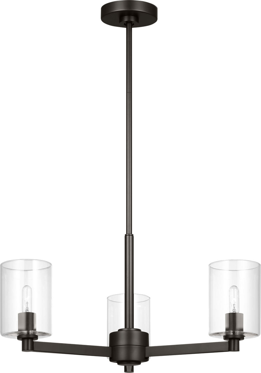 Fullton 3-Light Chandelier | Midnight Black | Clear Glass Bulb(s) Not Included