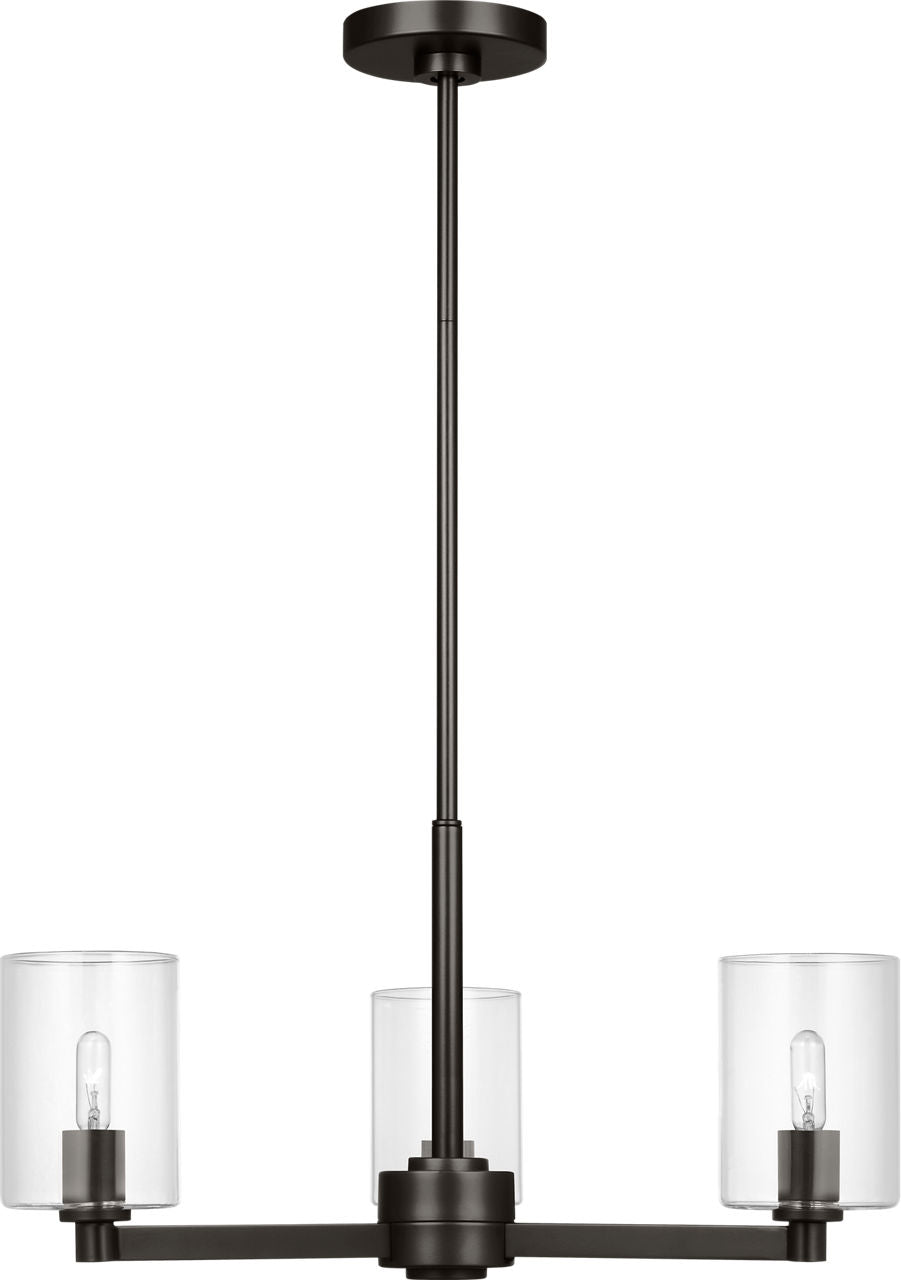 Fullton 3-Light Chandelier | Midnight Black | Clear Glass Bulb(s) Not Included