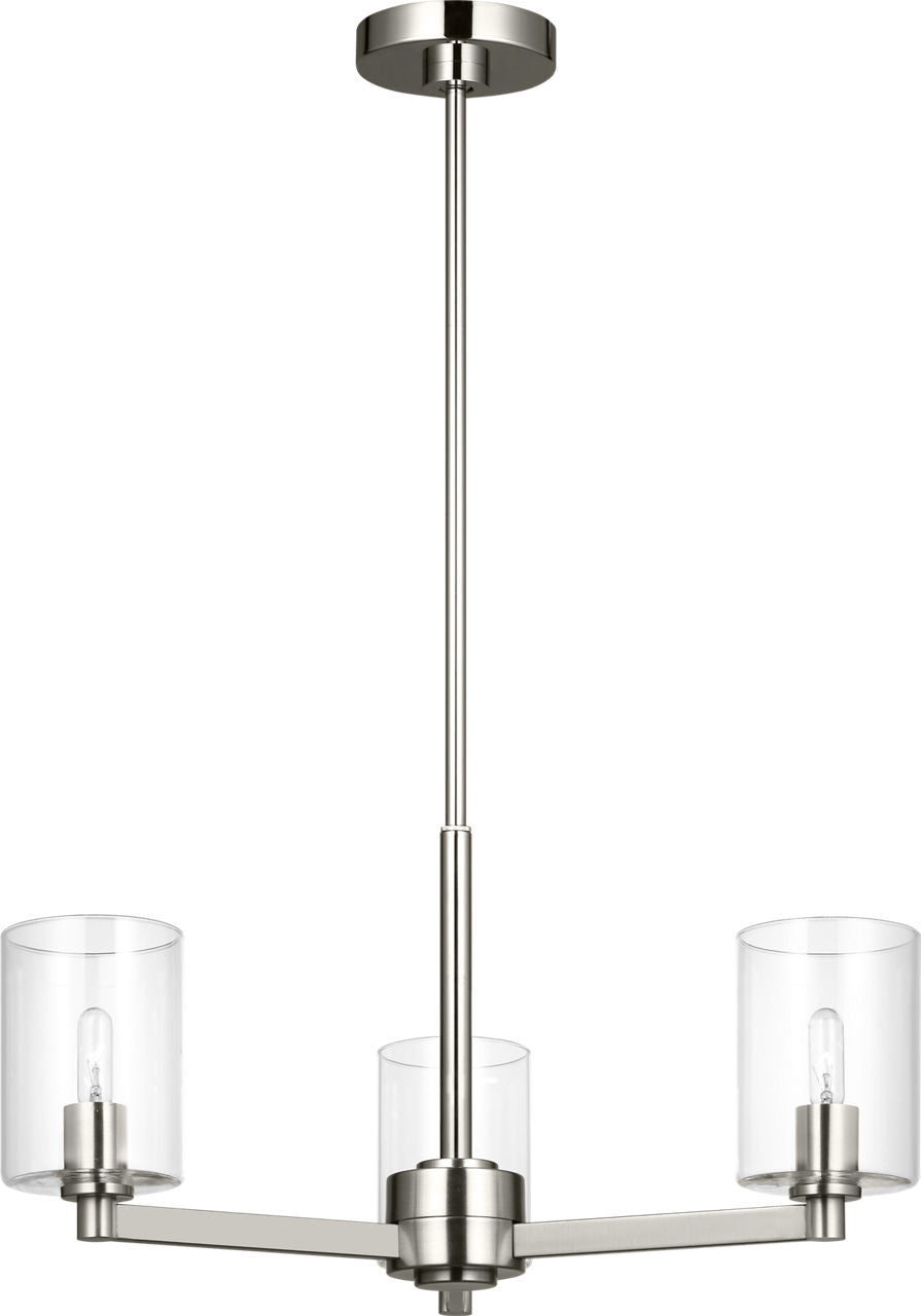Fullton 3-Light Chandelier | Brushed Nickel | Clear Glass Bulb(s) Not Included