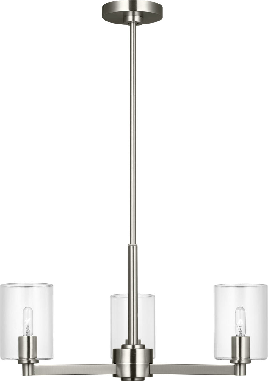 Fullton 3-Light Chandelier | Brushed Nickel | Clear Glass Bulb(s) Not Included