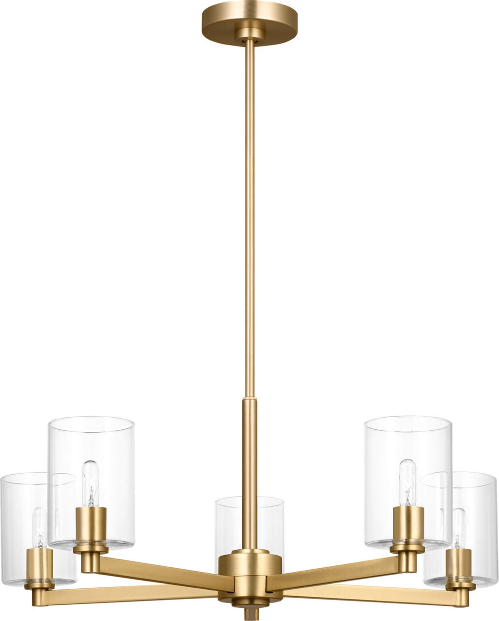 Fullton 5-Light Chandelier | Satin Brass | Clear Glass Bulb(s) Not Included