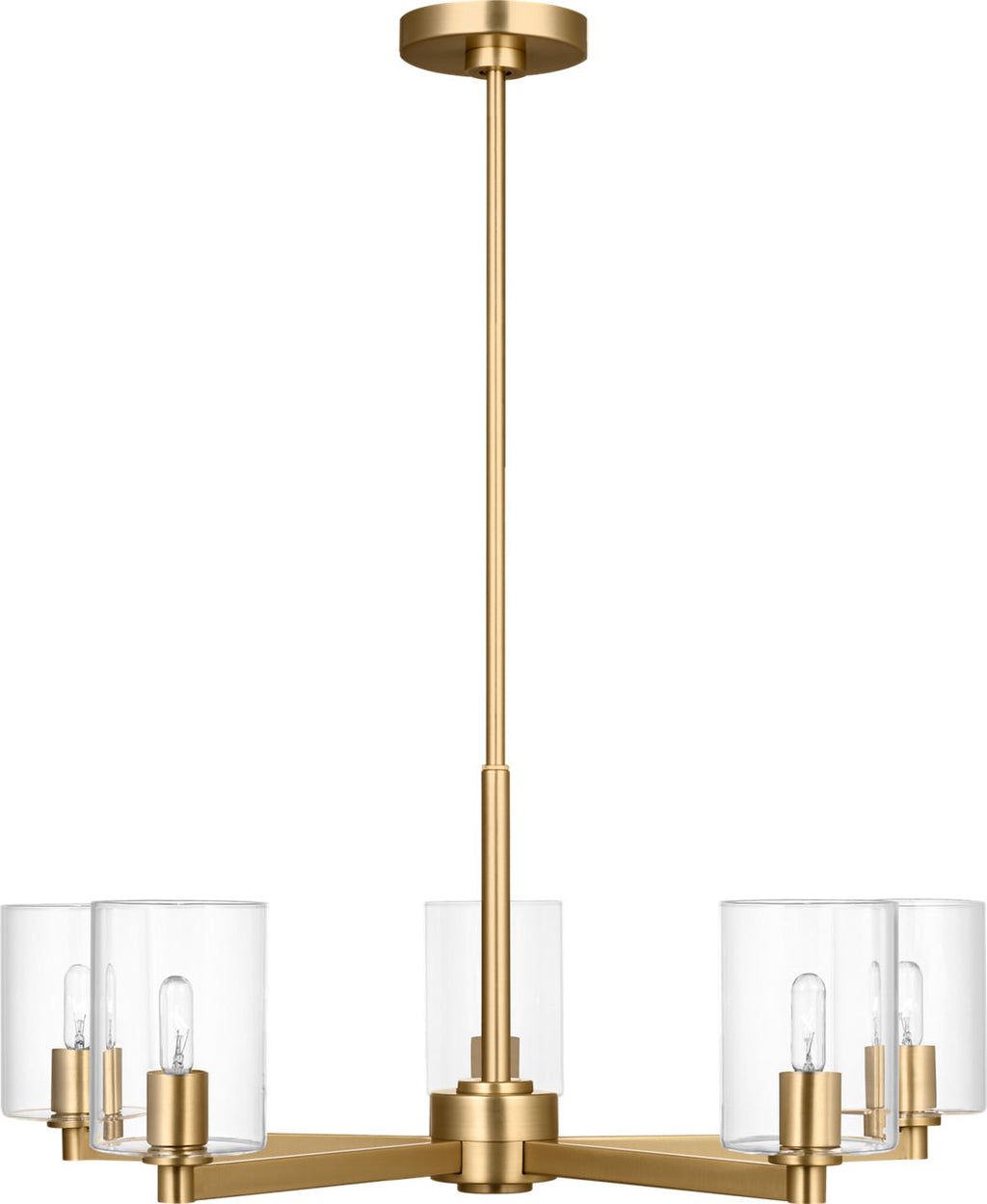Fullton 5-Light Chandelier | Satin Brass | Clear Glass Bulb(s) Not Included