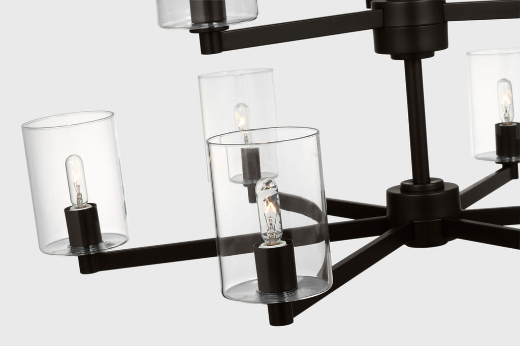 Fullton 9-Light Chandelier | Midnight Black | Clear Glass Bulb(s) Not Included