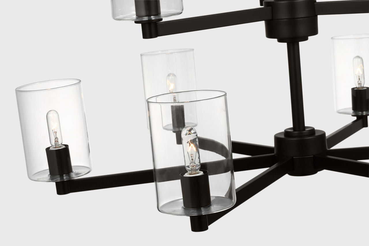 Fullton 9-Light Chandelier | Midnight Black | Clear Glass Bulb(s) Not Included