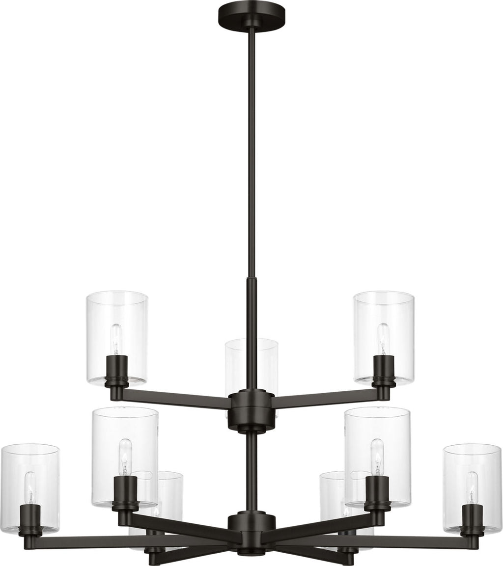 Fullton 9-Light Chandelier | Midnight Black | Clear Glass Bulb(s) Not Included
