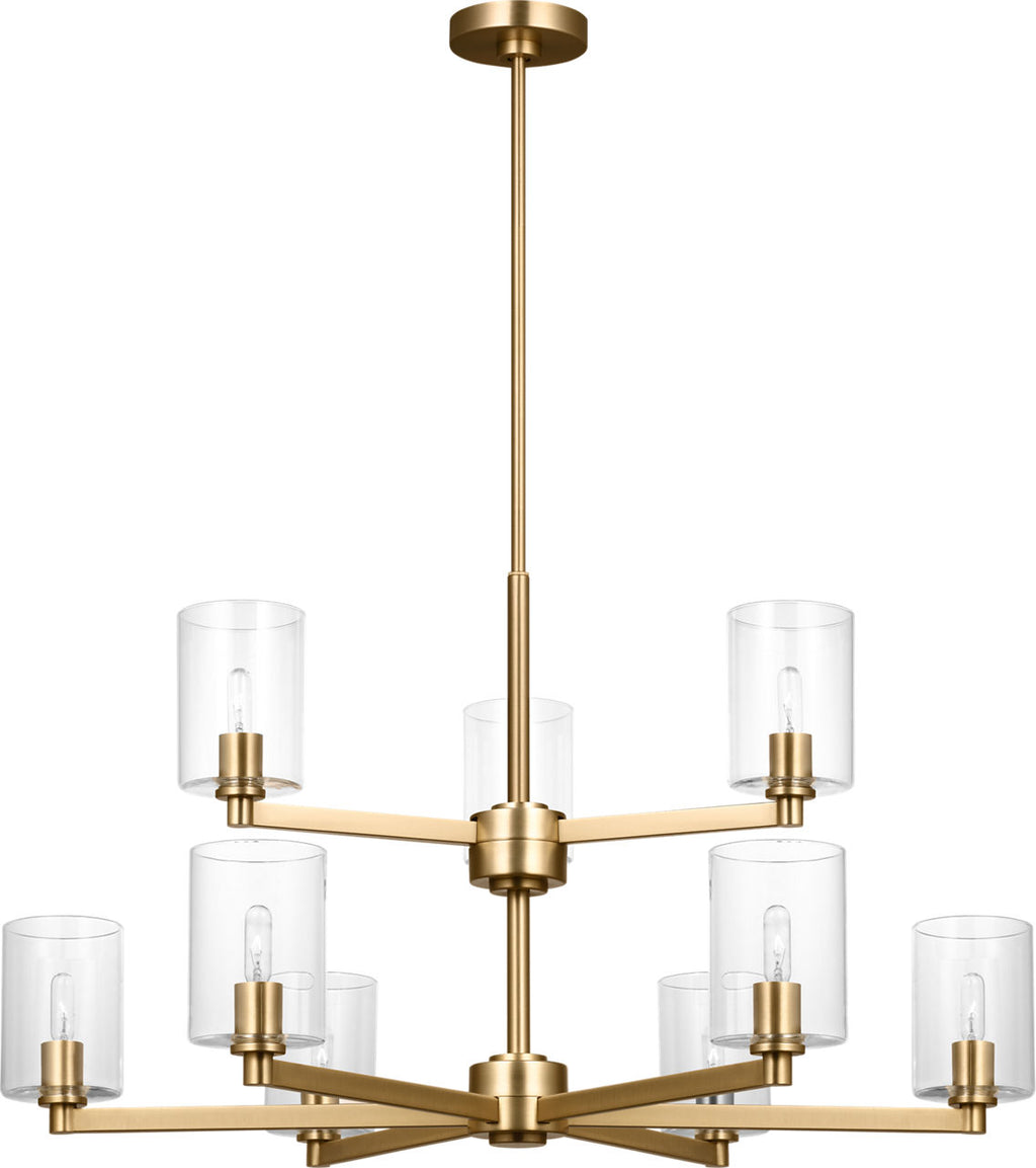 Fullton 9-Light Chandelier | Satin Brass | Clear Glass Bulb(s) Not Included