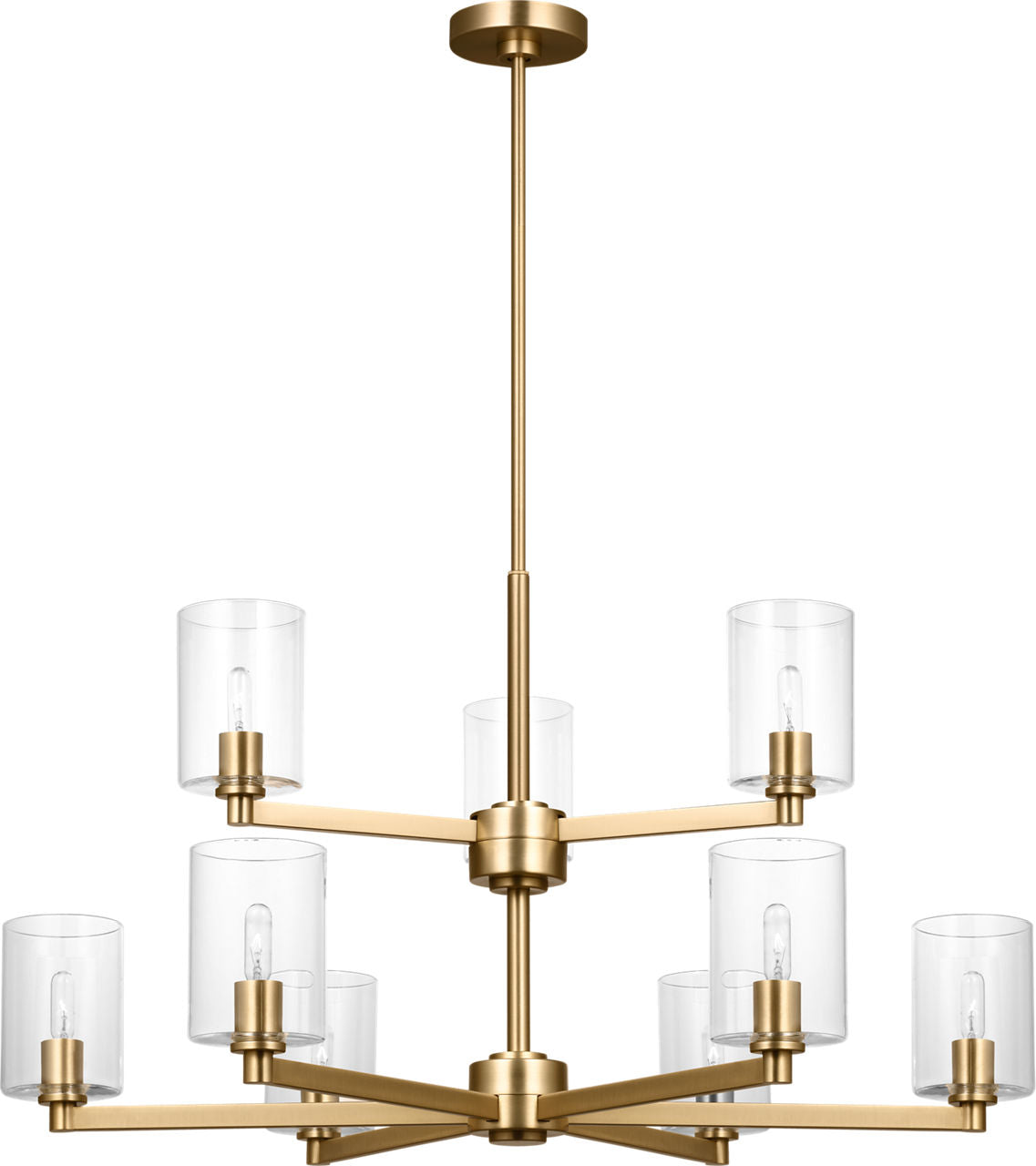 Fullton 9-Light Chandelier | Satin Brass | Clear Glass Bulb(s) Not Included