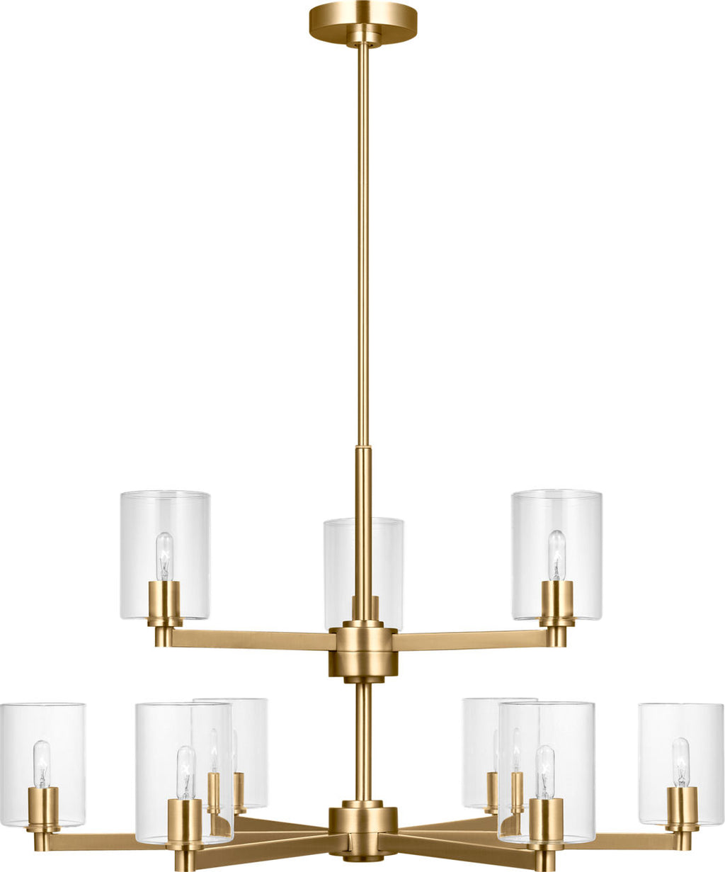 Fullton 9-Light Chandelier | Satin Brass | Clear Glass Bulb(s) Not Included