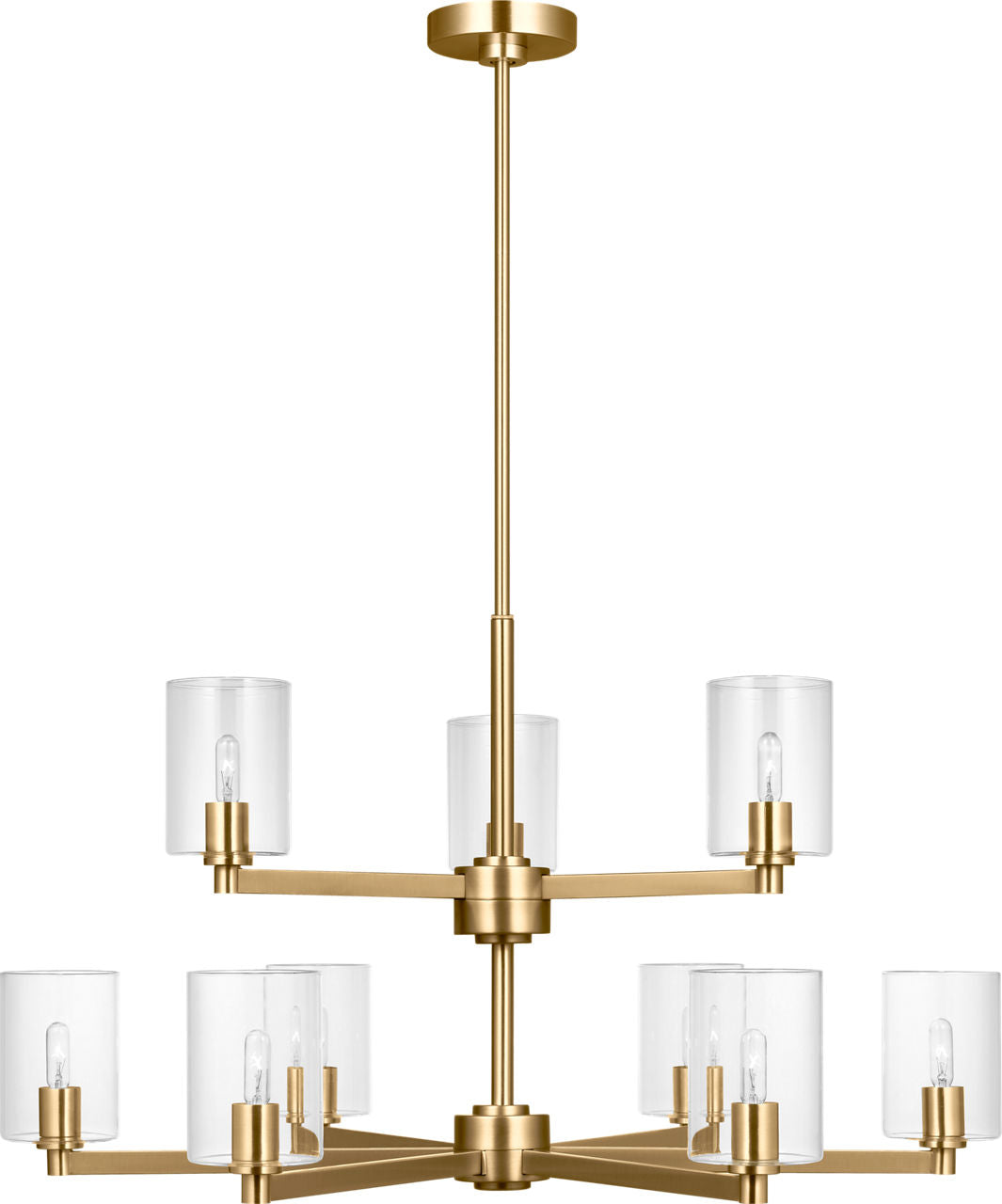 Fullton 9-Light Chandelier | Satin Brass | Clear Glass Bulb(s) Not Included