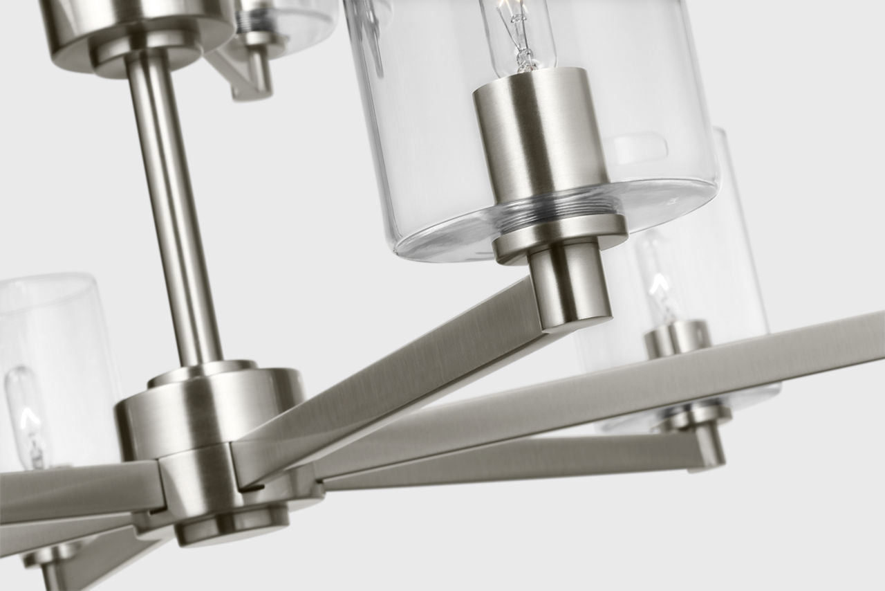 Fullton 9-Light Chandelier | Brushed Nickel | Clear Glass Bulb(s) Not Included