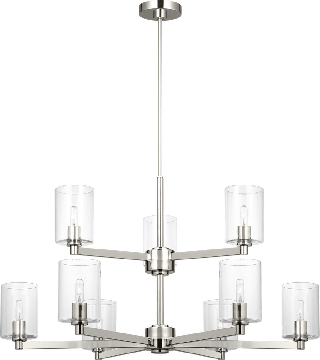 Fullton 9-Light Chandelier | Brushed Nickel | Clear Glass Bulb(s) Not Included
