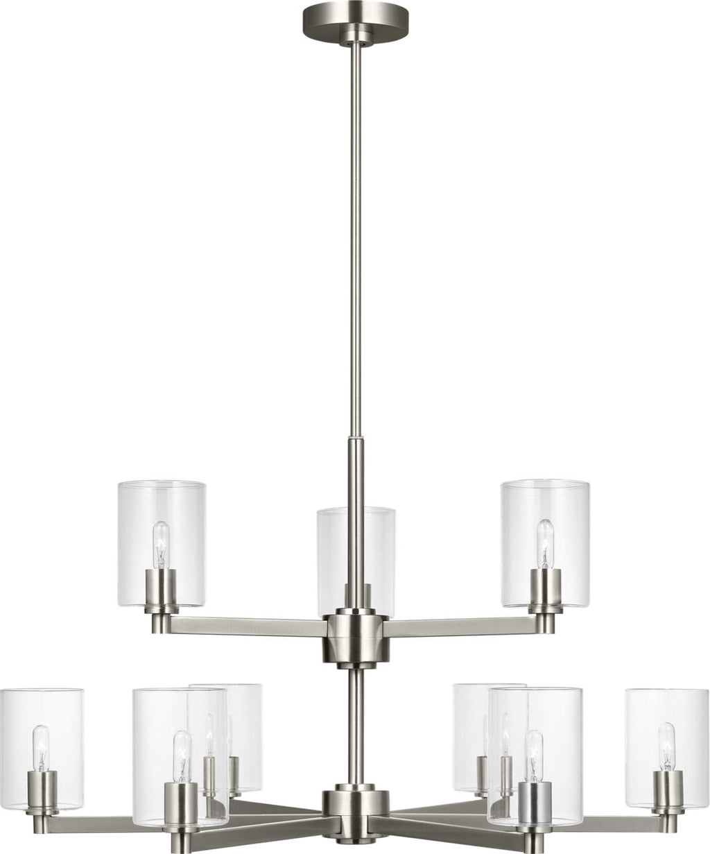 Fullton 9-Light Chandelier | Brushed Nickel | Clear Glass Bulb(s) Not Included