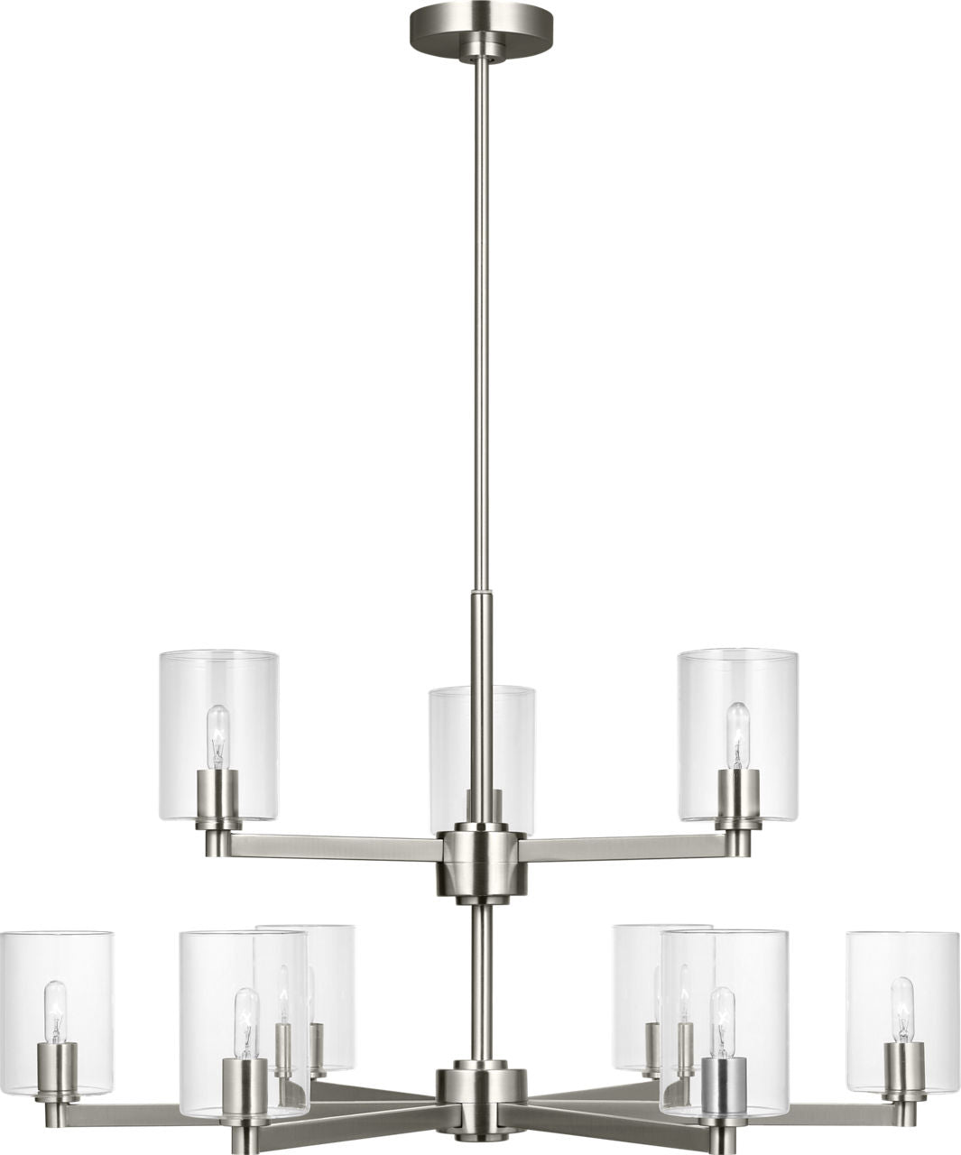 Fullton 9-Light Chandelier | Brushed Nickel | Clear Glass Bulb(s) Not Included