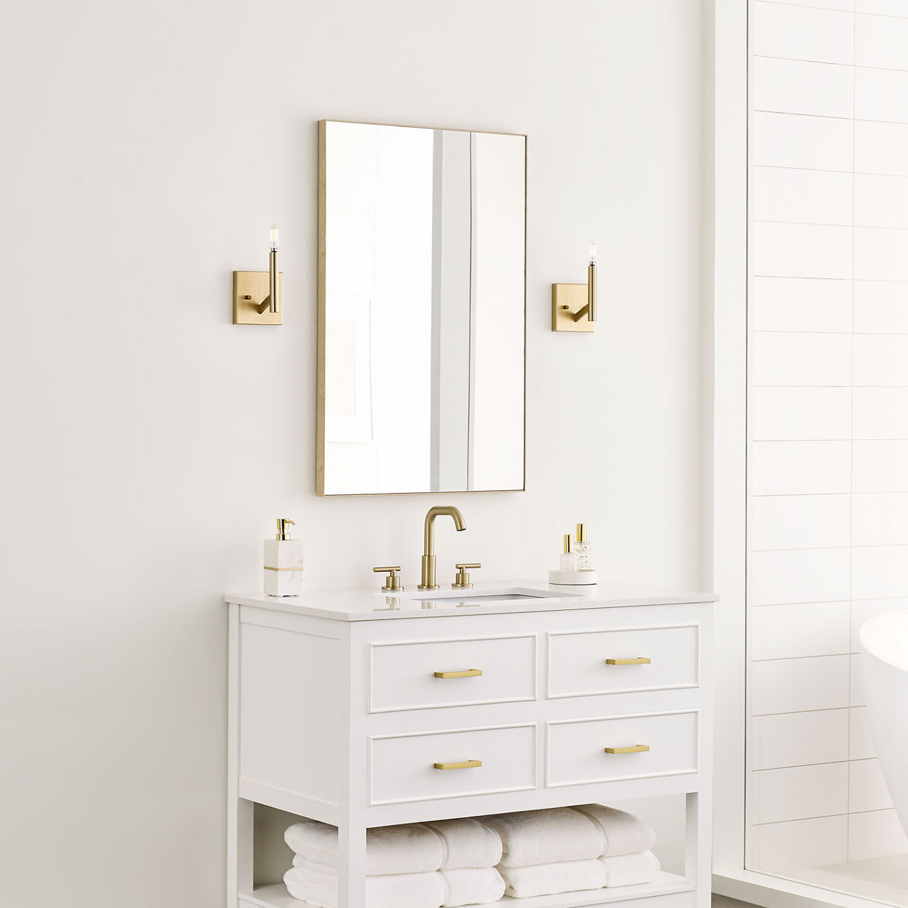 Vector One Light Wall / Bath Sconce Satin Brass
