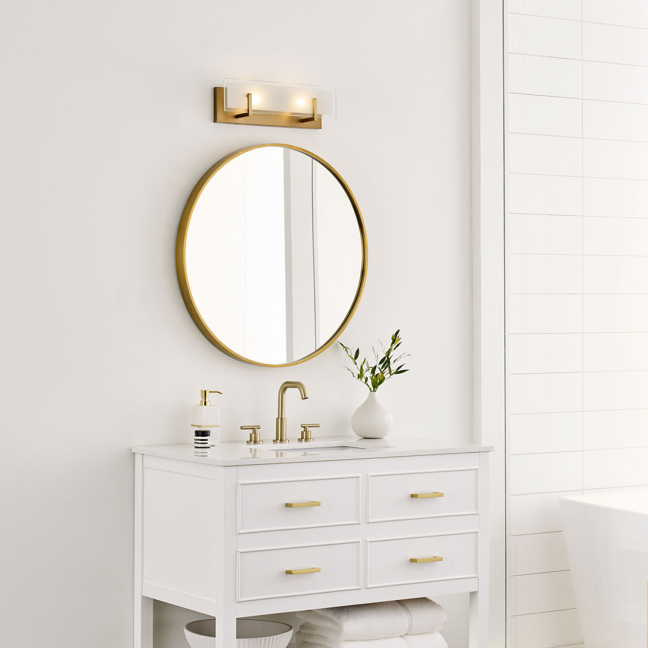 Syll Two Light Wall / Bath Sconce | Satin Brass