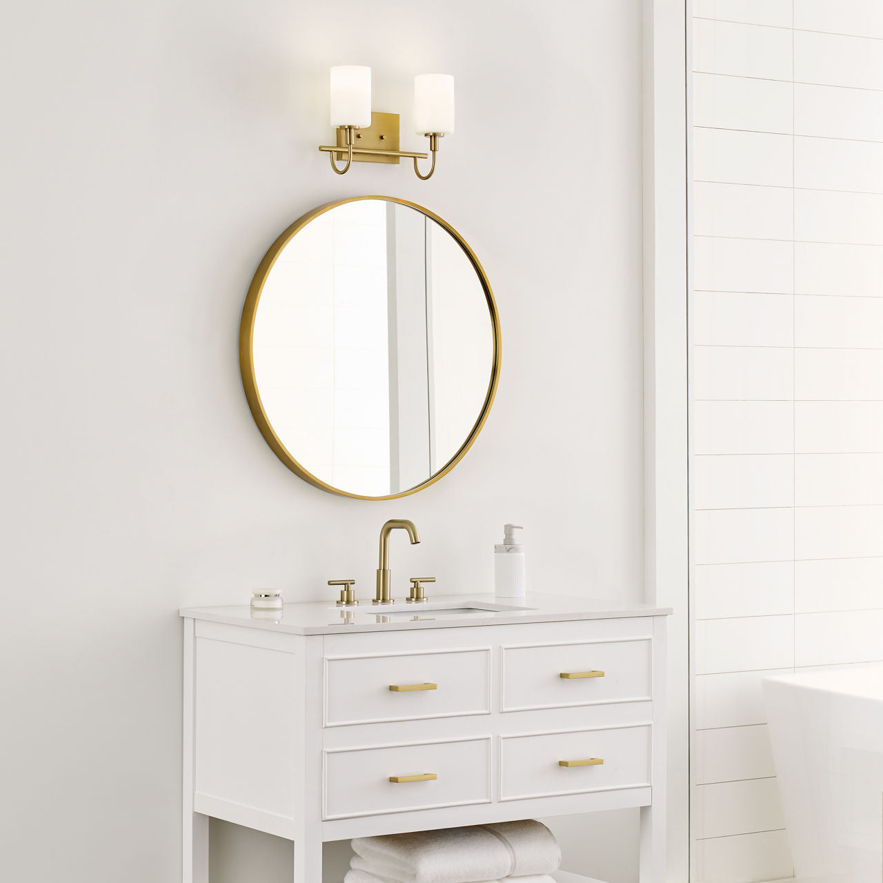 Oak Moore Two Light Wall / Bath Satin Brass