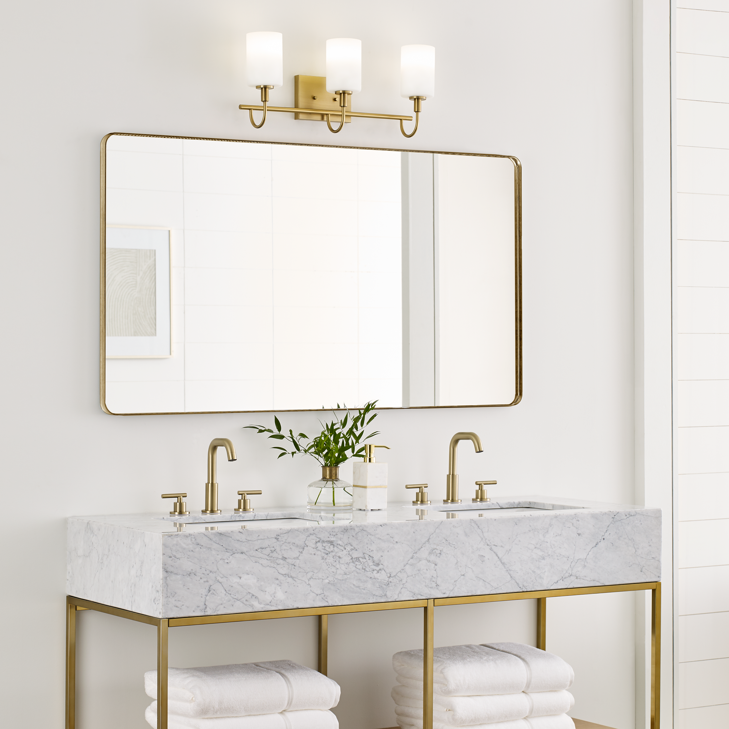 Oak Moore Three Light Wall / Bath Satin Brass