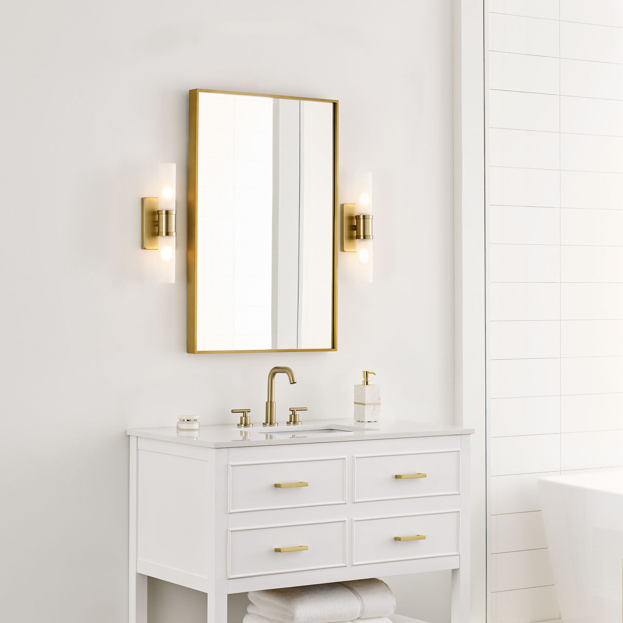 Keaton Small Two Light Wall / Bath Satin Brass