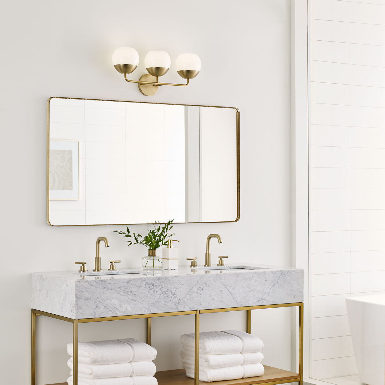 Alvin Three Light Wall / Bath Satin Brass