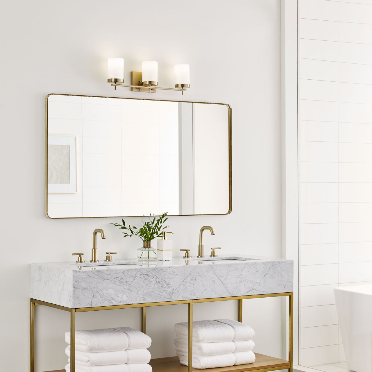 Zire Three Light Bath Satin Brass