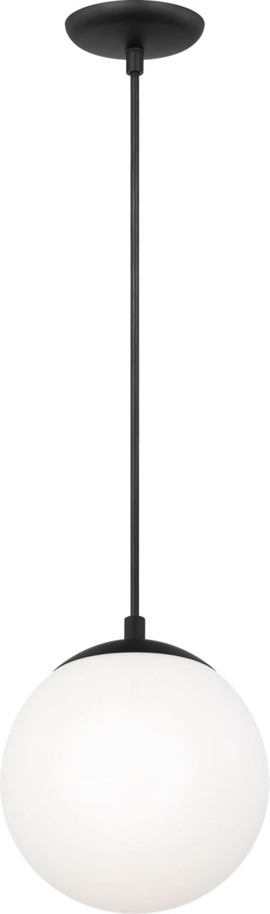 Leo Hanging Globe Small Pendant | Midnight Black | Smooth White Glass Bulb(s) Not Included