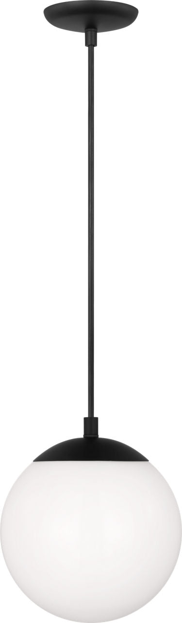 Leo Hanging Globe Small Pendant | Midnight Black | Smooth White Glass Bulb(s) Not Included