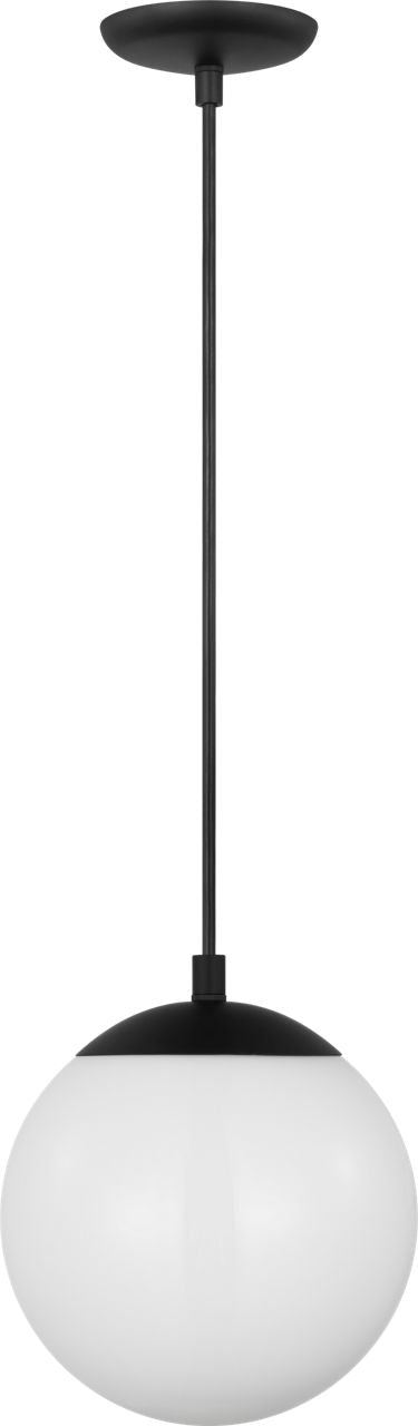 Leo Hanging Globe Small Pendant | Midnight Black | Smooth White Glass Bulb(s) Not Included