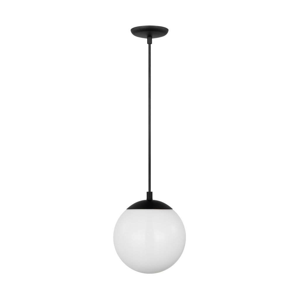 Leo Hanging Globe Small Pendant | Midnight Black | Smooth White Glass Bulb(s) Not Included