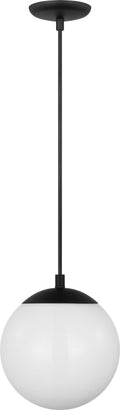 Leo Hanging Globe Small Pendant | Midnight Black | Smooth White Glass Bulb(s) Included