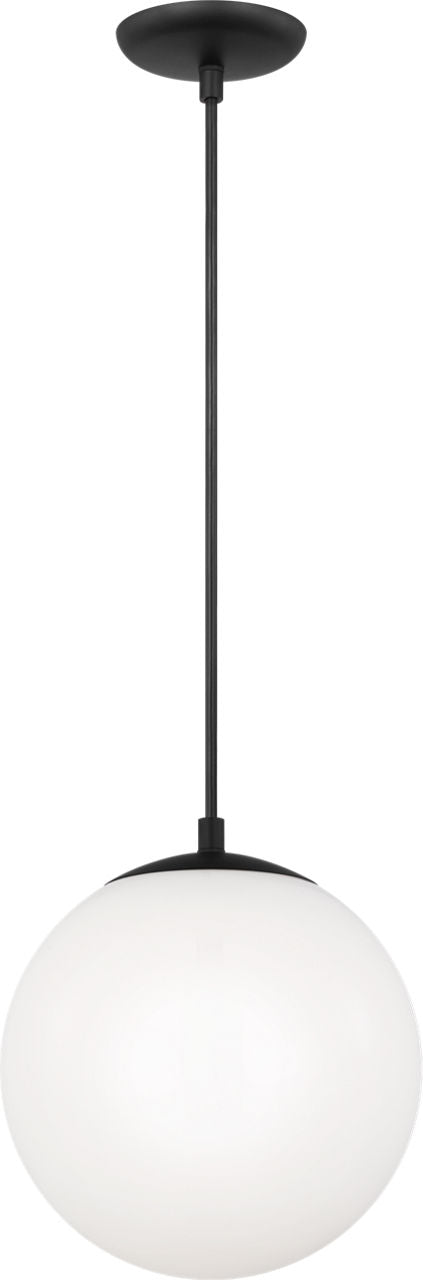 Leo Hanging Globe Medium Pendant | Midnight Black | Smooth White Glass Bulb(s) Not Included