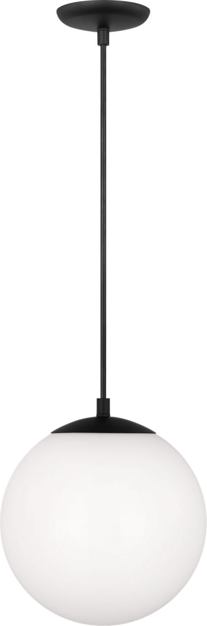 Leo Hanging Globe Medium Pendant | Midnight Black | Smooth White Glass Bulb(s) Not Included