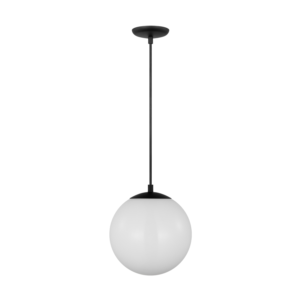 Leo Hanging Globe Medium Pendant | Midnight Black | Smooth White Glass Bulb(s) Not Included