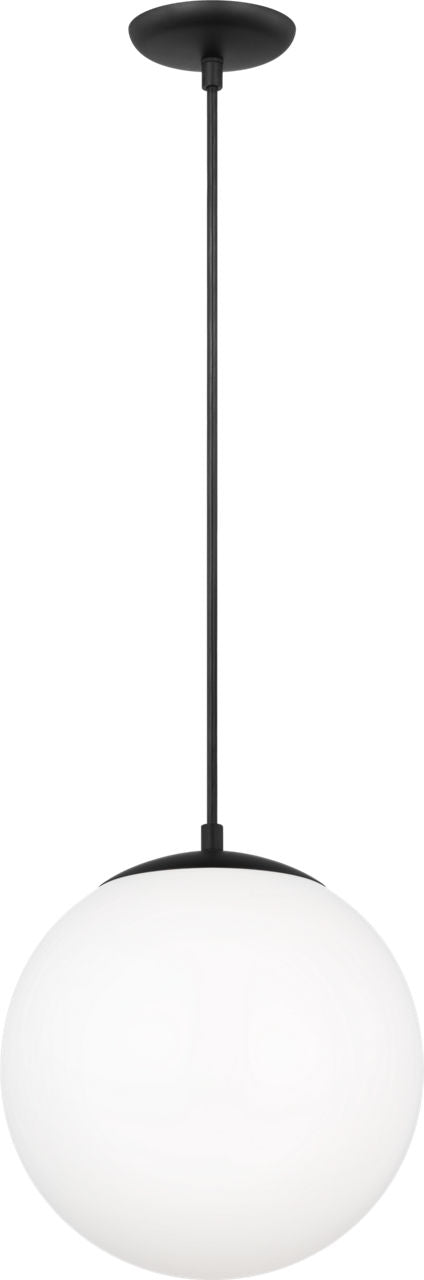 Leo Hanging Globe Large Pendant | Midnight Black | Smooth White Glass Bulb(s) Not Included