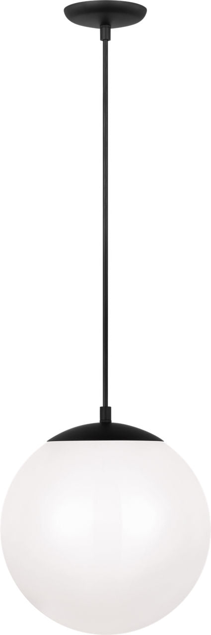 Leo Hanging Globe Large Pendant | Midnight Black | Smooth White Glass Bulb(s) Not Included