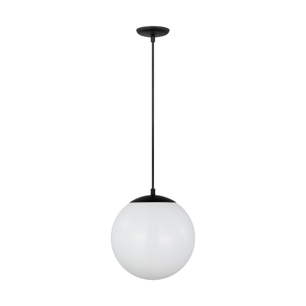 Leo Hanging Globe Large Pendant | Midnight Black | Smooth White Glass Bulb(s) Not Included