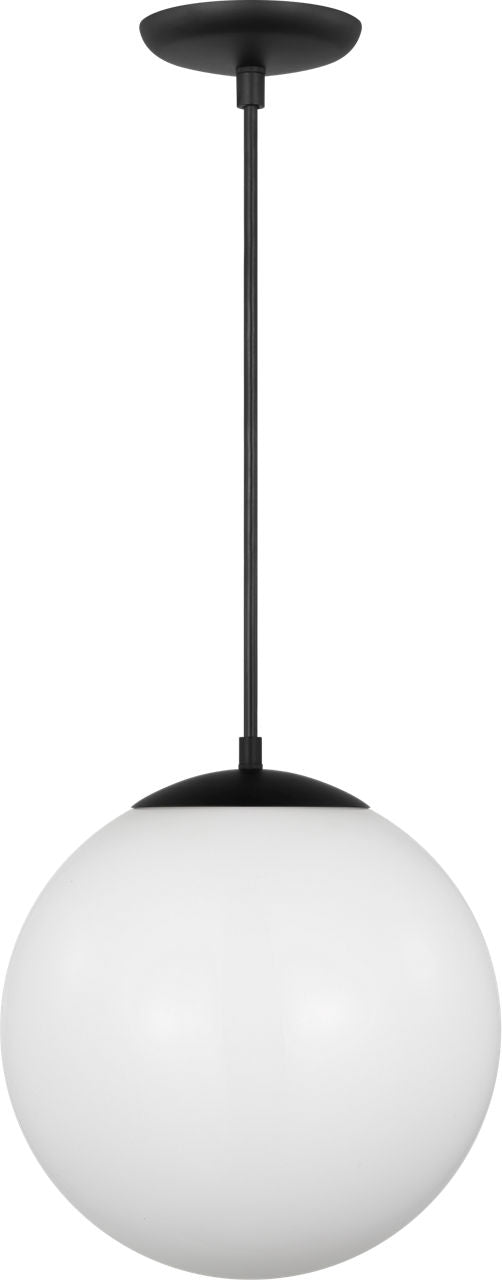 Leo Hanging Globe XL Pendant | Midnight Black | Smooth White Glass Bulb(s) Included